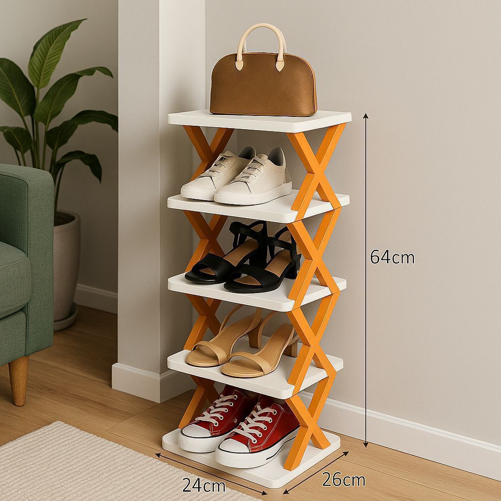 5 Layer X-Shoe Plastic Rack with Box Packing